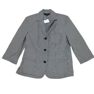 Talbots Petites Women's 16P Black White Gingham Stretch Cotton Blazer Jacket NWT